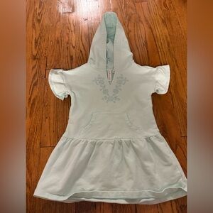 Janie and Jack Mint Hooded Dress with Floral Embroidery